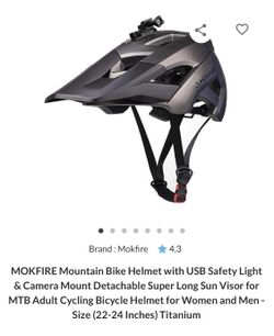 MOKFIRE Mountain Bike Helmet with USB Safety Light Camera Mount Detachable Super Long Sun Visor for MTB Adult Cycling Bicycle Helmet for Sale in Fontana CA OfferUp
