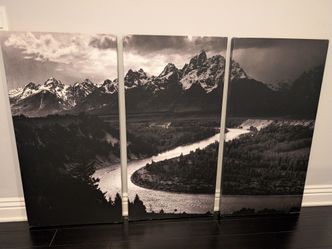 Snake River and Tetons 3 piece Canvas