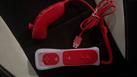 Wii Remote & Nunchuk compatible with Nintendo wii console • red nun chuk / nunchuck / nunchucks