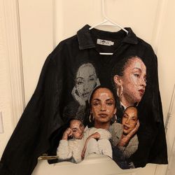 Cropped tapestry Sade collage sweatshirt