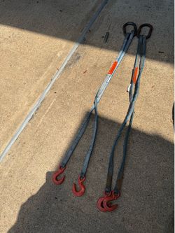 Lifting Sling Straps, 2Pcs Two-Leg Polyester Bridle Sling with Hooks, 4400LB Capacity, 5Ft Heavy Duty