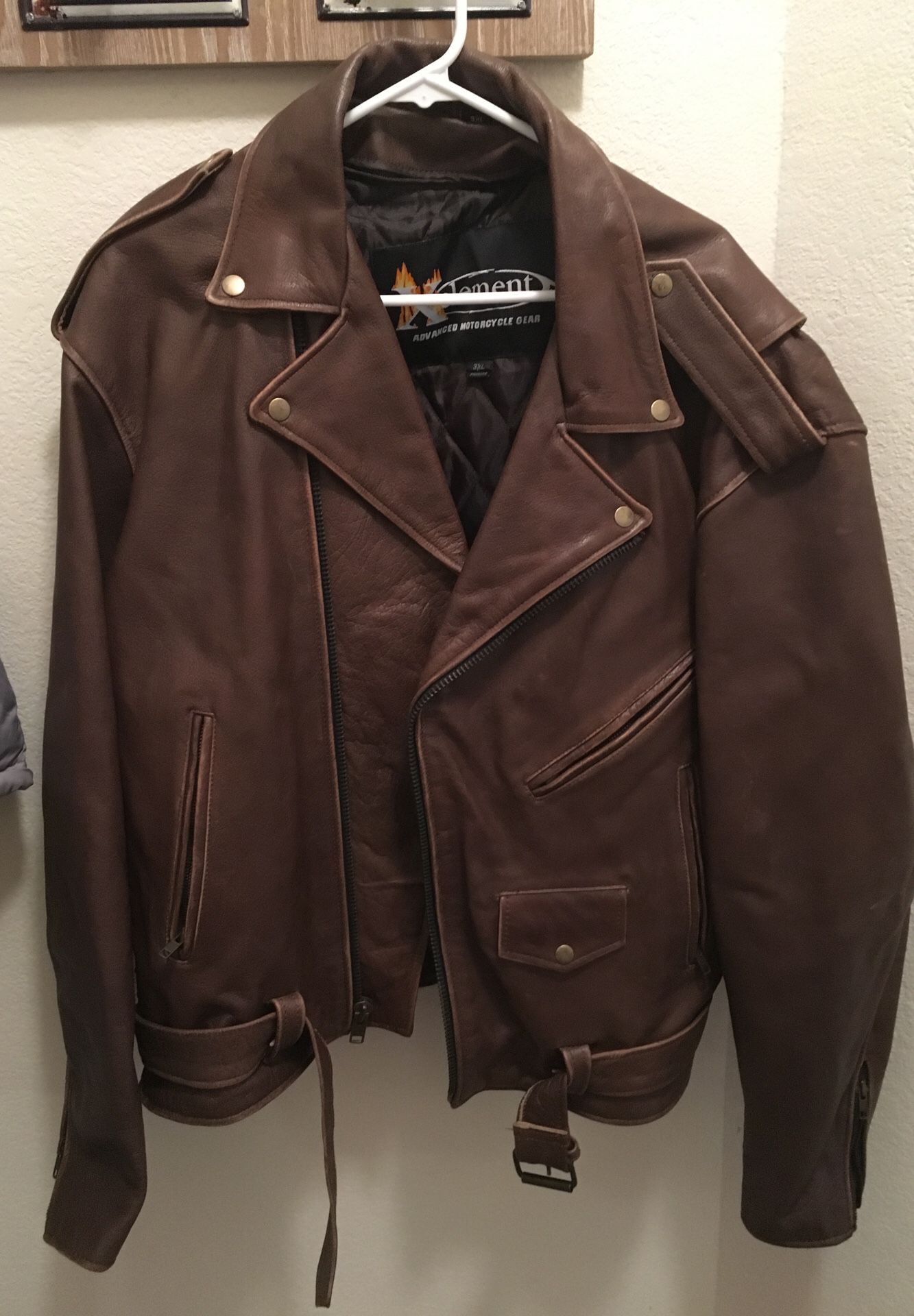 X element - advanced motorcycle gear- brown leather jacket- 3XL