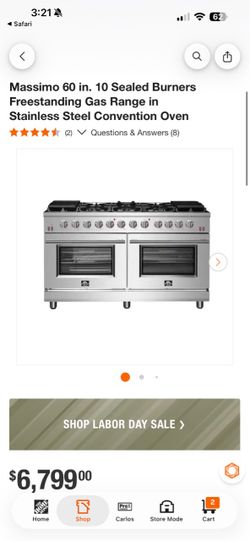 FORNO Galiano 60-in 10 burners 4.32-cu ft / 2.26-cu ft Convection Oven Freestanding