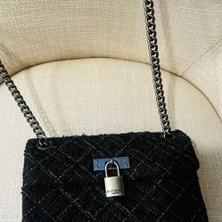 Kurt Geiger London Gray/ Black Denim Crossbody with Silver Lock 🔒 