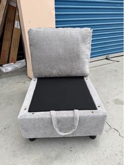Floor Seating Chair with Back Cushion & Hidden Storage Compartment