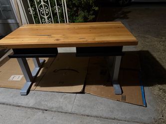 Adjustable Standing 4 Legs Desk-WorkBench-Table-Counter Solid Heavy Wood-Top