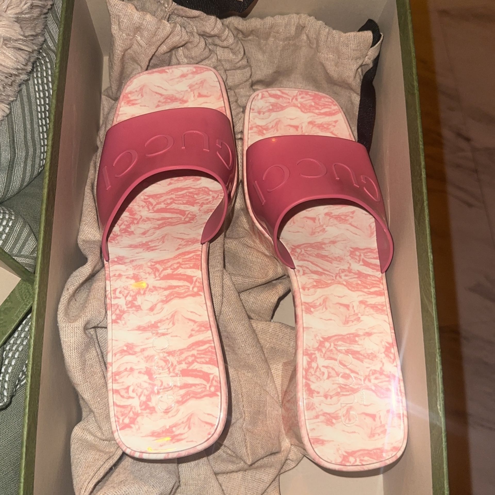 Gucci Pink Slides 