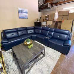 6 Piece Modular Leather Reclining Sectional