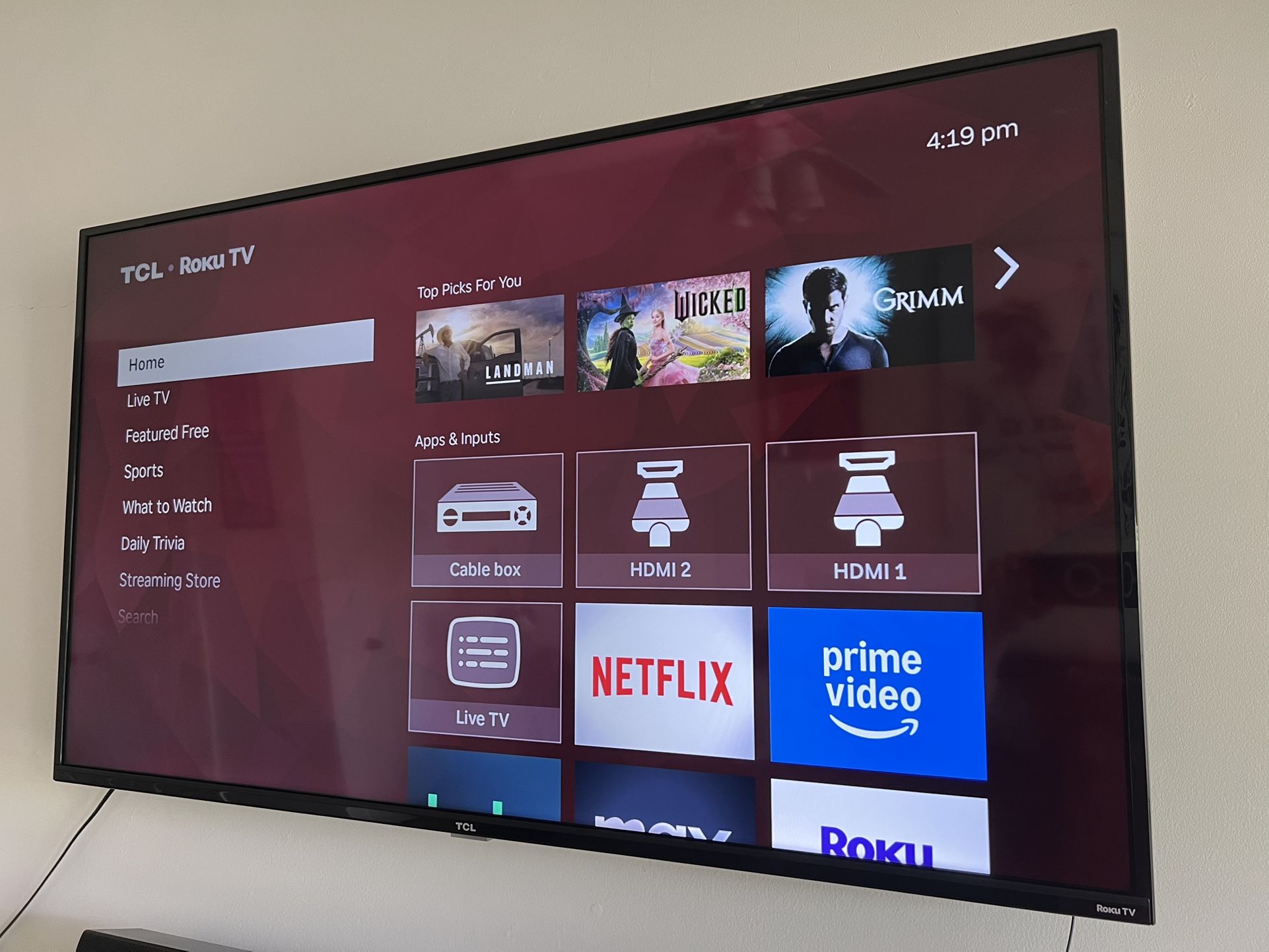 55” TCL Roku 4K UHD Smart TV