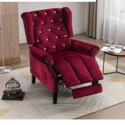 Push Back Recliner Brand New Recliner Red Velvet Recliner Living Room Furniture Recliner Accent Chair Wingback Chair Brand New Vintage Style Furniture