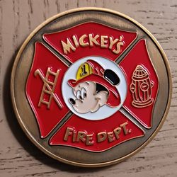 NEW Mickey's Fire Department Collectable Challenge Coin Walt Disney Fire House
