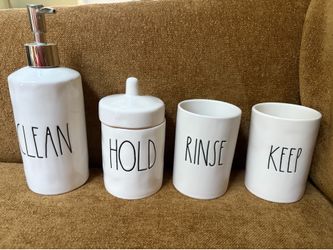 Rae Dunn bathroom accessories