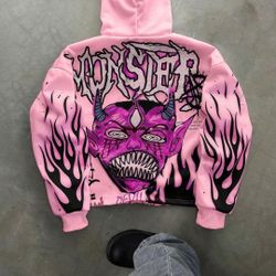Pink Skull Graffiti Hoodie Medium 