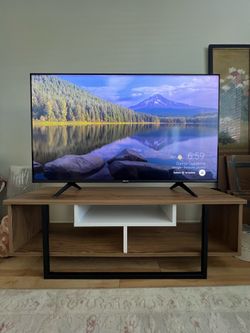 Like-new Black/White/Oak TV Stand