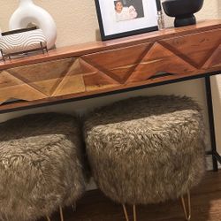Fuzzy Aesthetic Stools Set Of 2