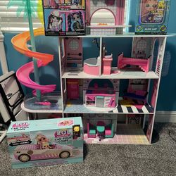2 New Dolls  And Car Includes