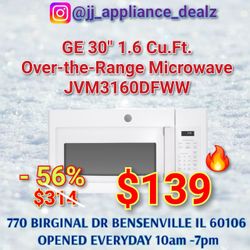 🔥New GE 30" 1.6 Cu.Ft. Over-the-Range Microwave JVM3160DFWW