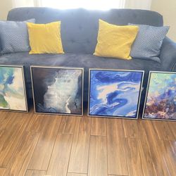 New , Never Used Paintings W/ Directional Frames 21x21