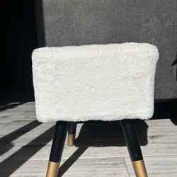 White Faux Fur Footstool