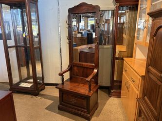 Dark Wood Hall Tree with Bottom Drawer