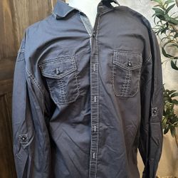 Michael Brandon Mens Grey Long Sleeve Shirt Large Western Style Vtg