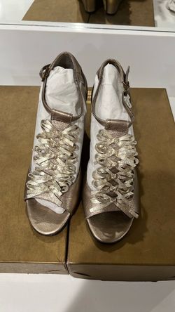 Gold Metallic Strappy Heeled Sandals