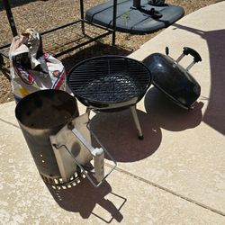 Expert Grill 14" Camping Grill with Chimney Starter and Bag of Charcoal
