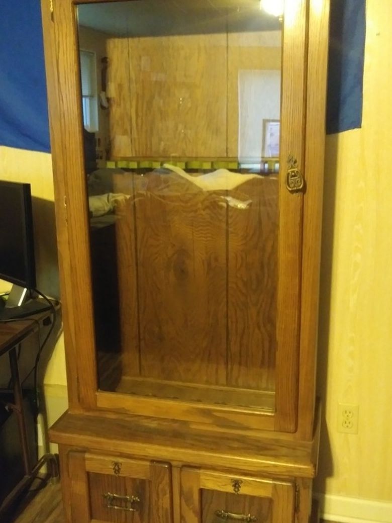 Gun Cabinet Furniture Hold 9 Long Guns & Has Extra Storage For Ammo