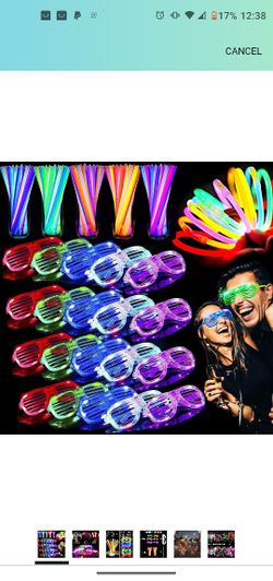 125 Pack Glow in The Dark Party Supplies Light Up Party Favors with 100 Glow Sticks and 25 Led Glasses Shutter Shades Sunglasses Neon Accessories for 
