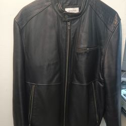 Calvin Klein Black Leather Bike Jacket