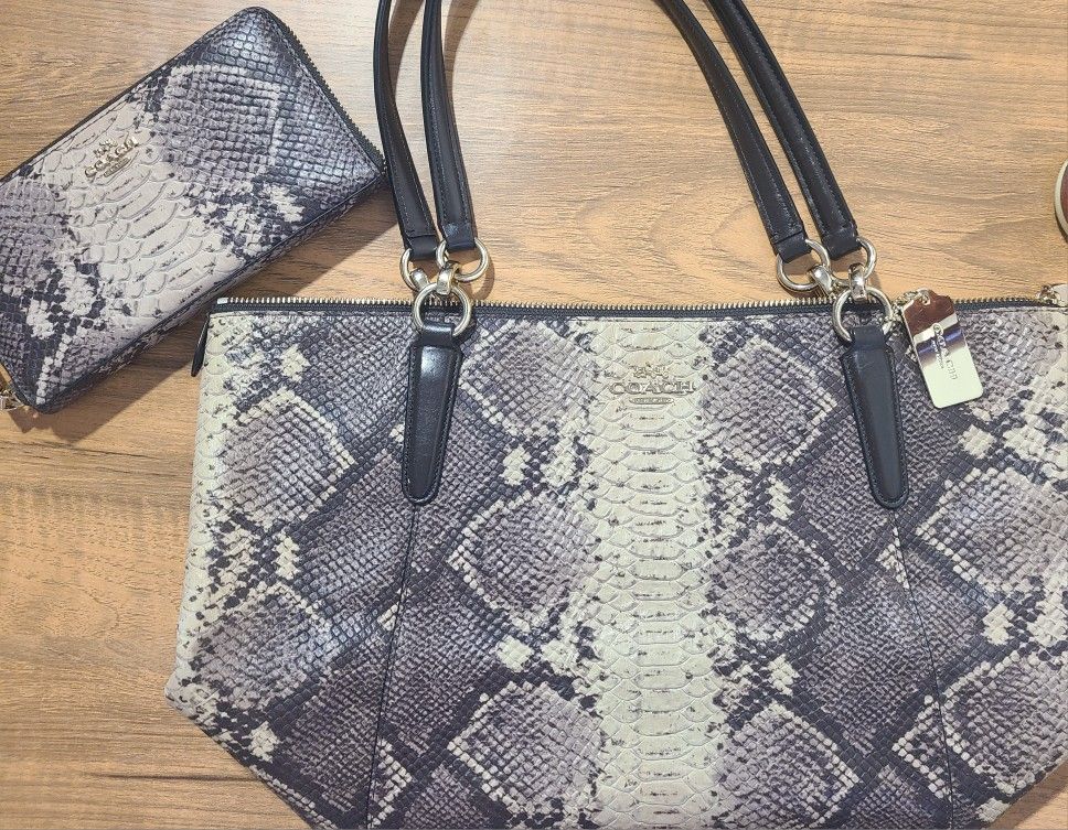 Coach Python Wallet And Purse Purple And Metallic Coach
