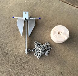 PERFORMANCE 5 lb Boat Anchor Kit with Chain, Rope and Shackles Boat Anchor Kit