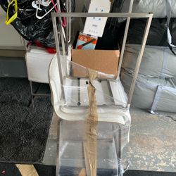 White Lether High Stool Chairs 