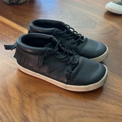 Black leather upper