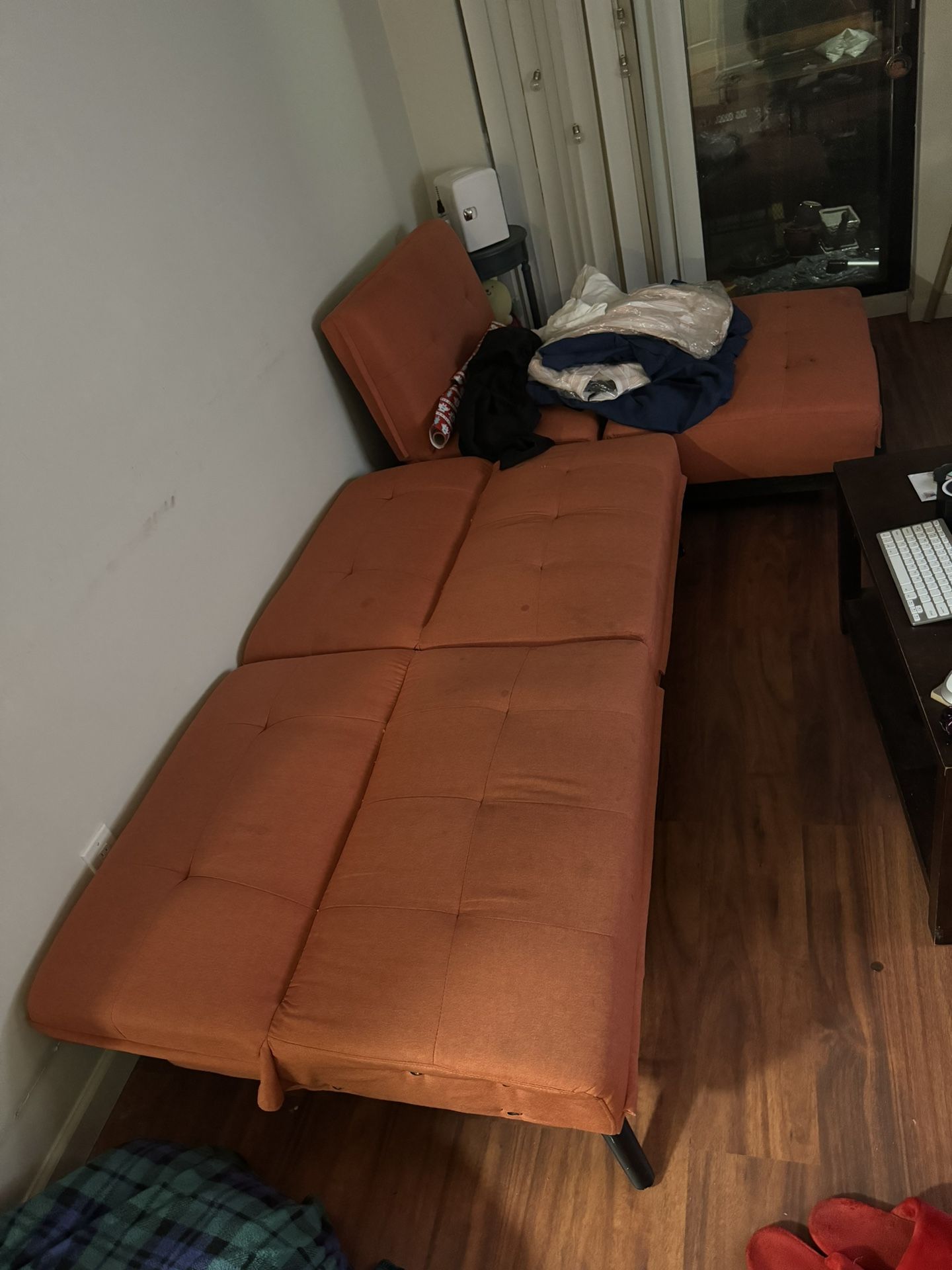 Orange Futon Couch And Side couch for Sale in Queens, NY OfferUp