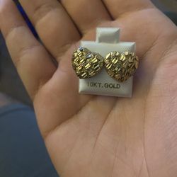 Gold Heart Nugget Earrings 