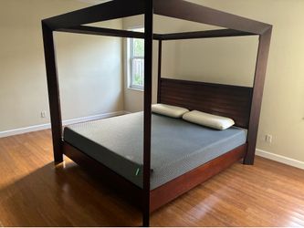 King Bed Frame + memory foam matrass and pillows