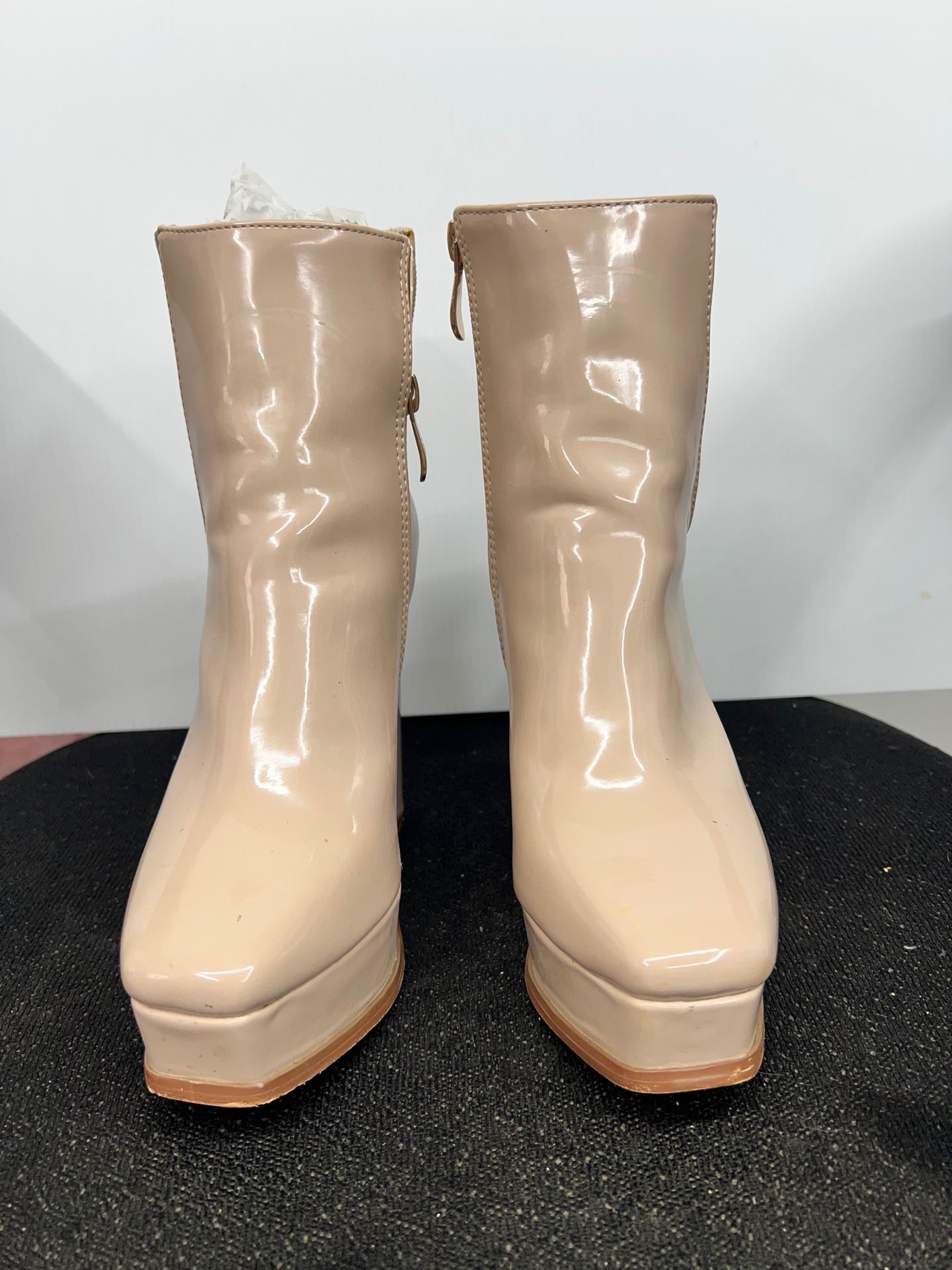 Pink Nude Heel W Zippers, Gold Hardware.