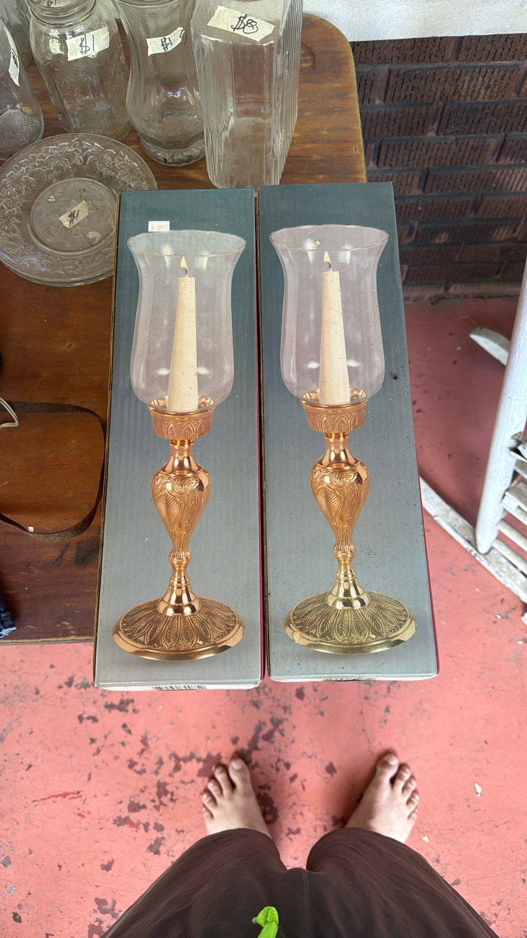 Set of 2 Vintage Hurricane Candle Holders – Never Opened, In Box