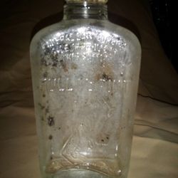 Antique Vintage Prohibition Era Molded Glass Liquor Bottle Musician Minstrel