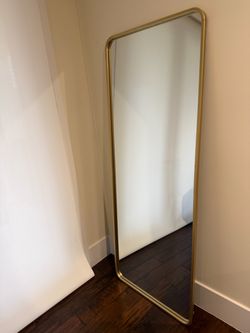 Full-Length Floor Mirror Gold Metal Frame