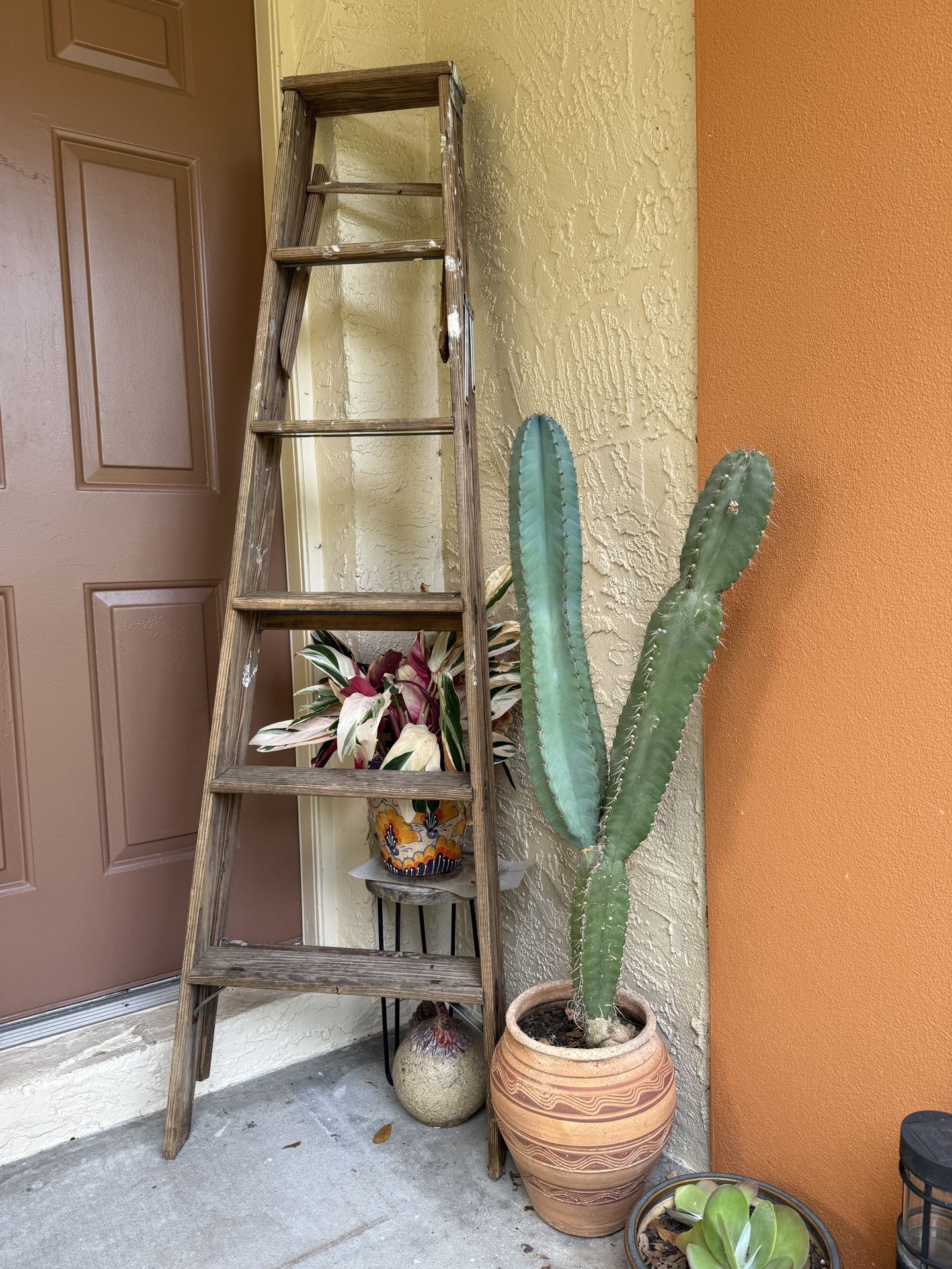 6’ Rustic Antique Wood Ladder - Decorative Vintage Garden Display or Reclaimed Art Project