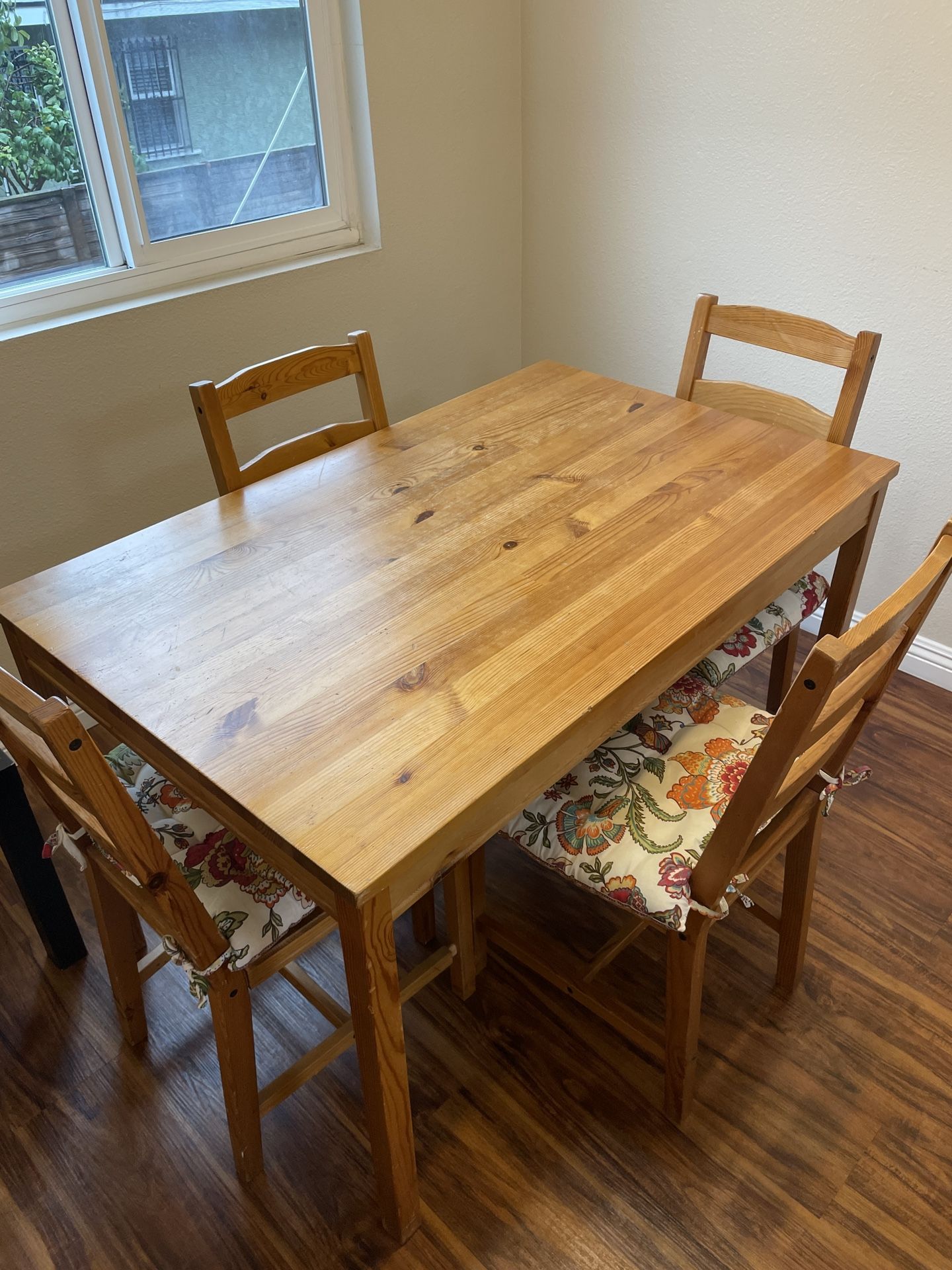 Wooden Dining Table with 4 Chairs
