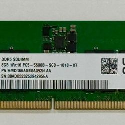  2 Sticks Of SK-Hynix 8GB DDR5 5600MHz SODIMM PC5-5600B-SC0 1Rx16 1.1V SO-DIMM 262-Pin Gaming Laptop RAM Memory Module (HMCG66AGBSA092N AA) OEM