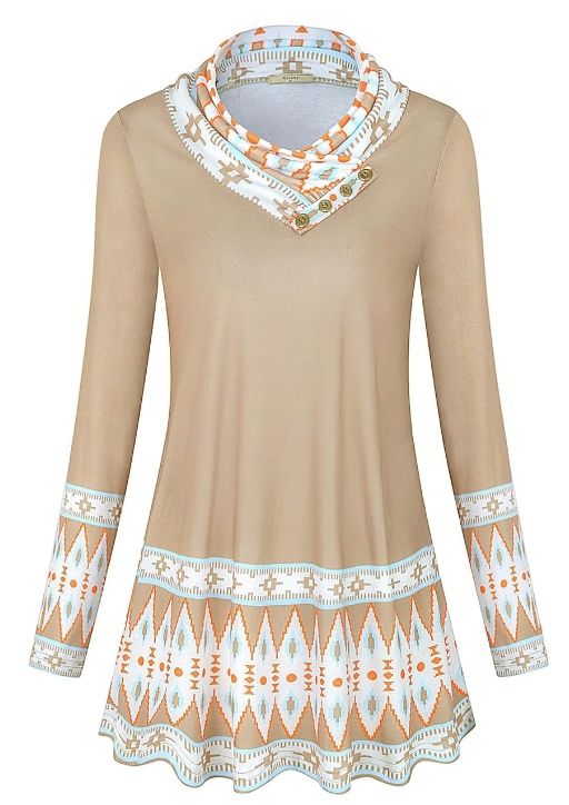 Women's Long Sleeve Cowl Neck Form Fitting Casual Tunic Top Blouse