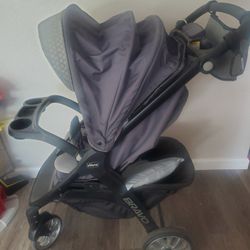 Chicco Bravo stroller Plus Snooze Shade And Skiphop Caddy And Rain Cover