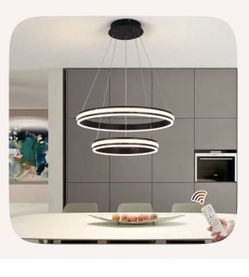 Dimmable 2-Layer Halo Pendant Light Fixture – Matte Black