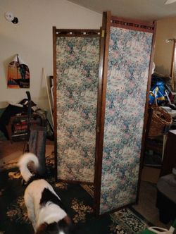 A Dividing Screen In It's A Antique Chinese Embroidered Silk Old $100 Two In Tables Chippendale $100 And Little Side Table $50 And The Copper Fireplac