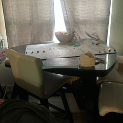 Brown table W/ Glass On Top