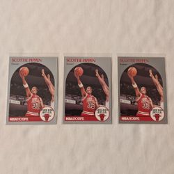 Lot of 3 Scottie Pippen 1990 NBA Hoops Rookie Cards Excellent Condition